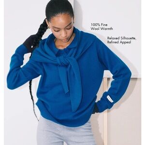 An Action A Day 100% Wool Classic Blue Women's Polo Top
